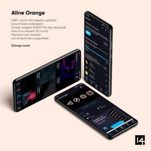 Aline Orange icon pack - linear white & orange